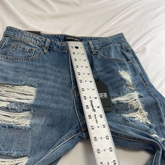 NWT Insane Gene Heavy Distressed Straight Denim Jeans Size 9/28 New - Picture 4 of 8